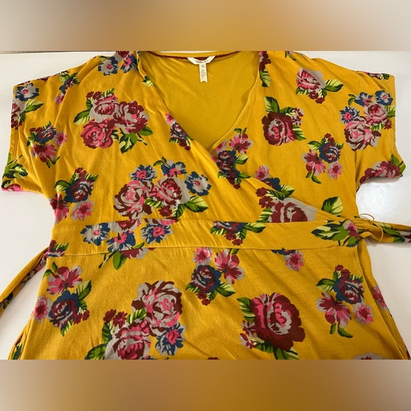 Matilda Jane Mustard Yellow Floral Alana Wrap Cotton Maxi Dress Size XL - Picture 11 of 12